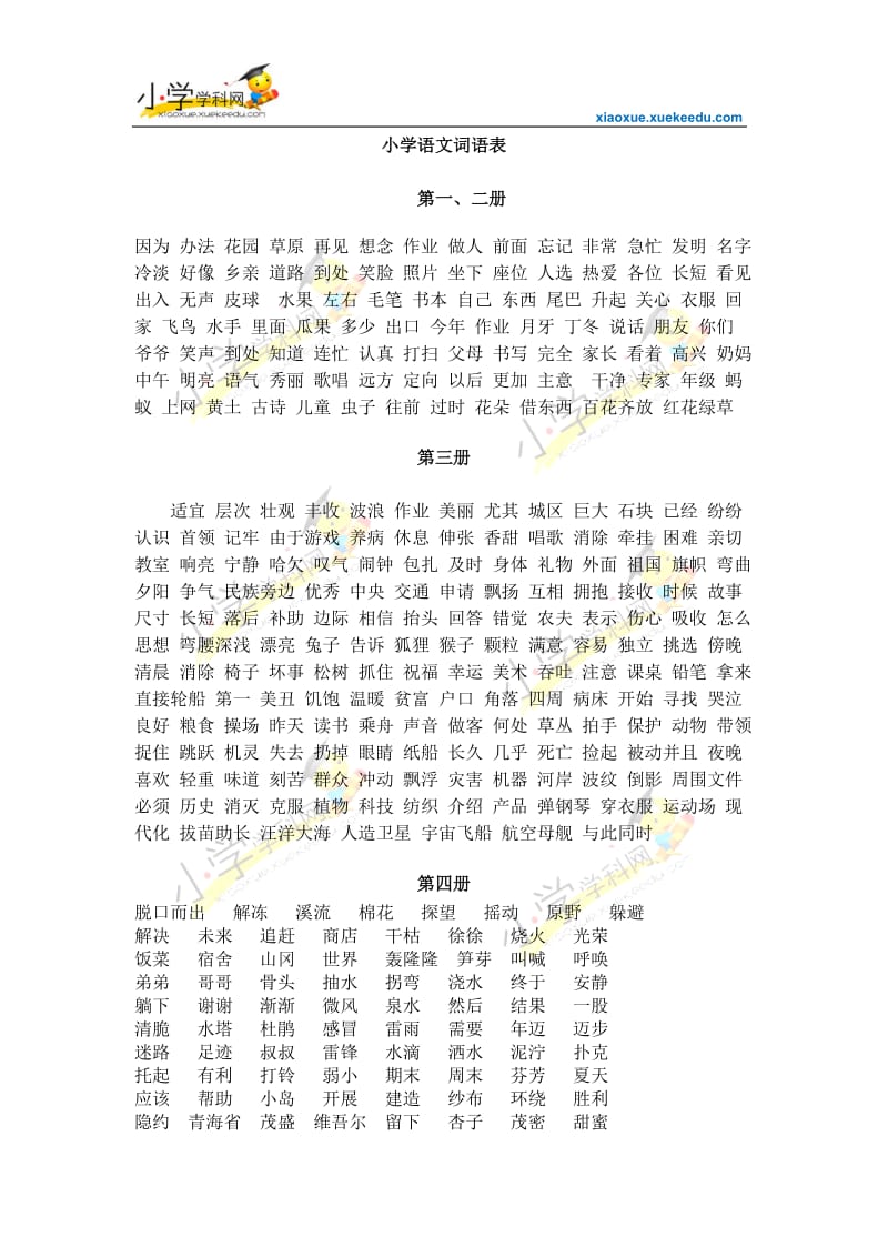 小学语文素材-词语汇总-人教版小学学科网.doc_第1页