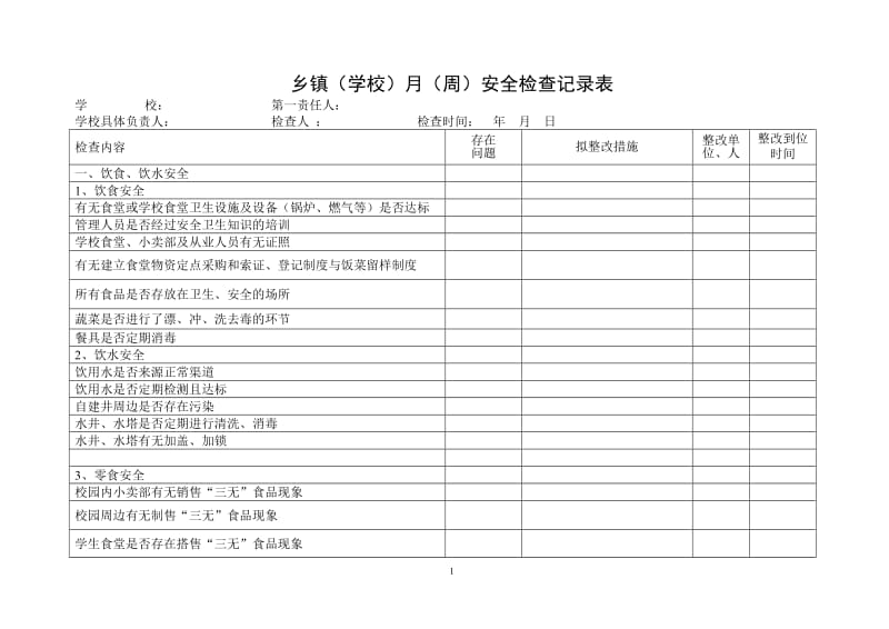 乡镇学校安全检查表.doc_第1页