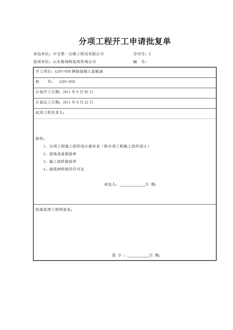 k201+050钢筋混凝土盖板涵工程施工组织设计.doc_第1页