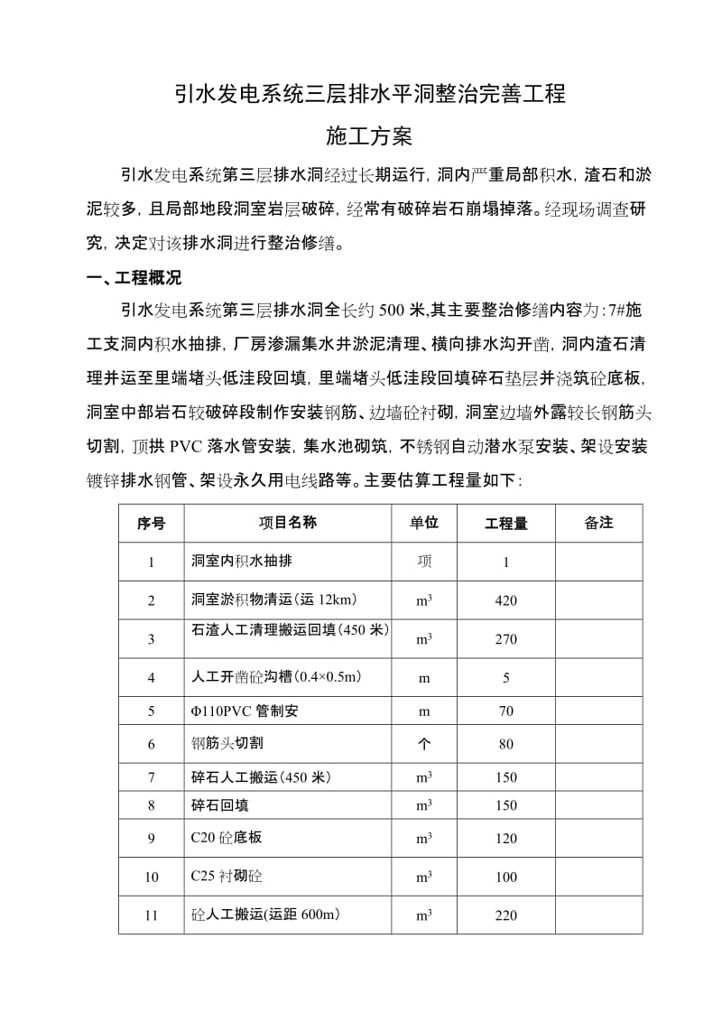 引水发电系统三层排水平洞整治完善工程施工方案.doc_第3页