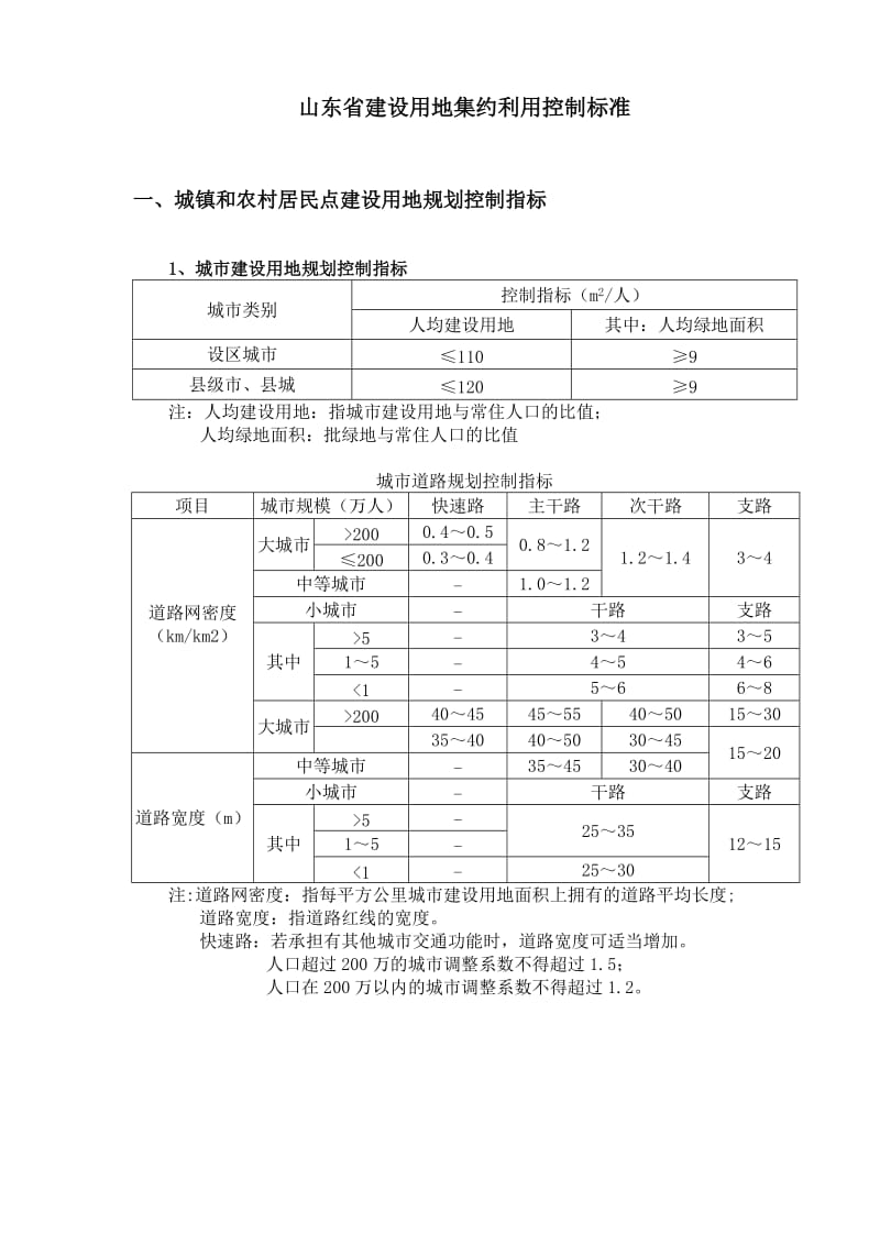 山东省建设用地集约利用控制标准.doc_第1页