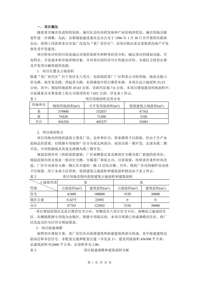 北京某住宅项目可行性报告.doc_第1页