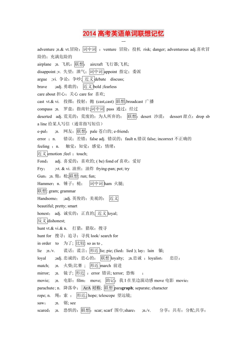 2014高考英语单词联想记忆.doc_第1页