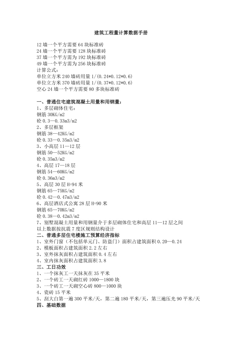 建筑工程量计算数据手册.doc_第1页