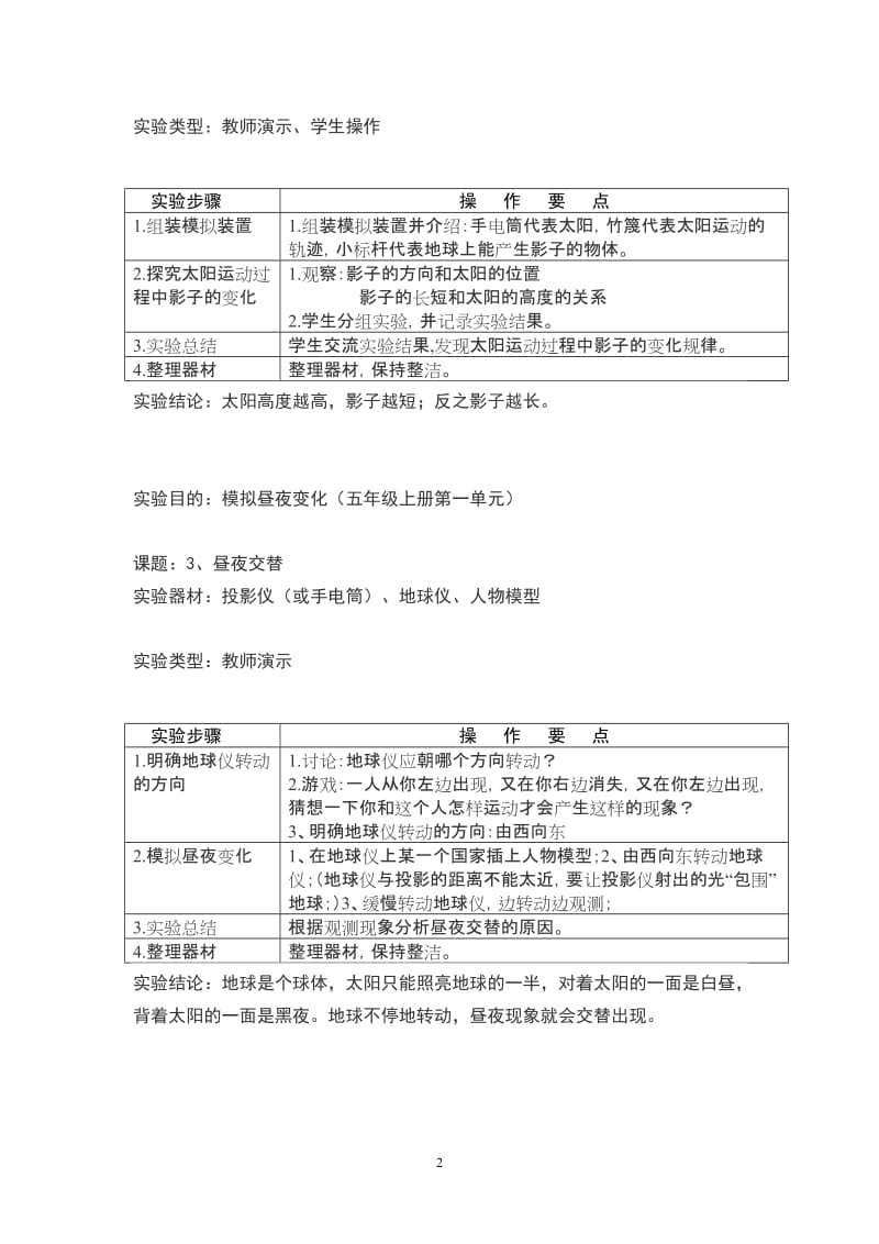 苏教版小学科学实验操作项目及技能要点五年级.doc_第2页