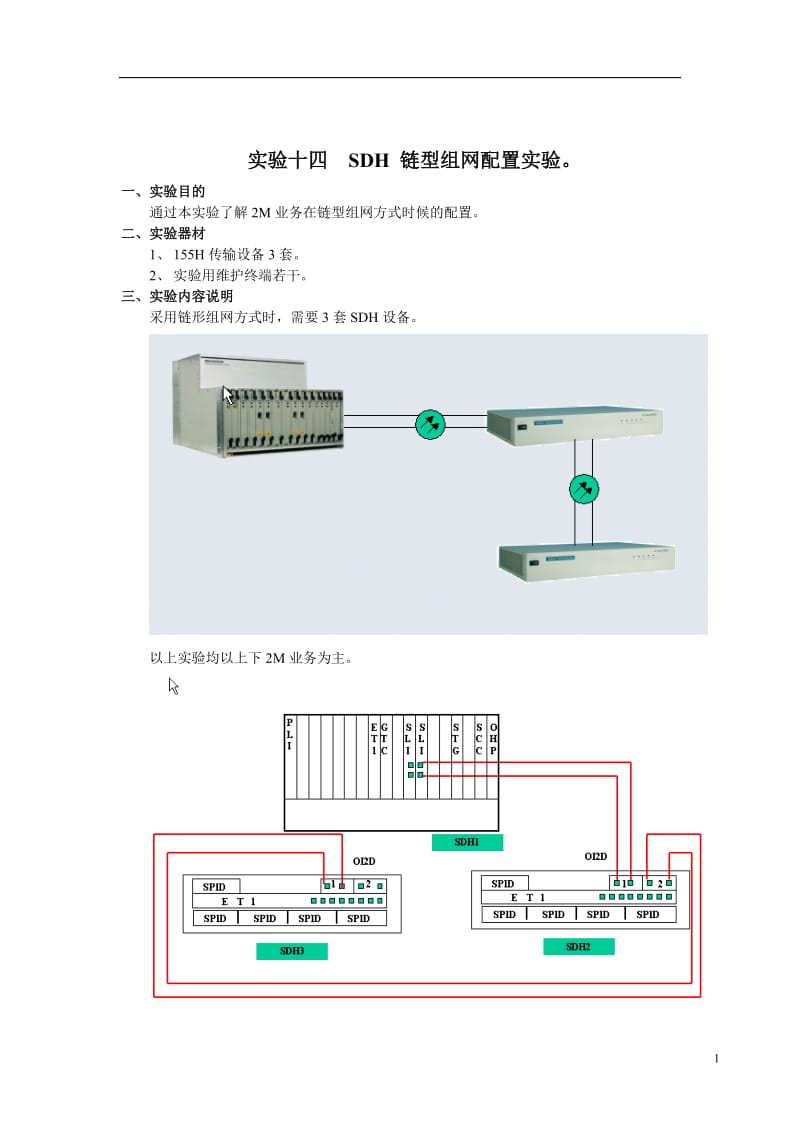 实验十四SDH链型组网配置实验。.doc_第1页