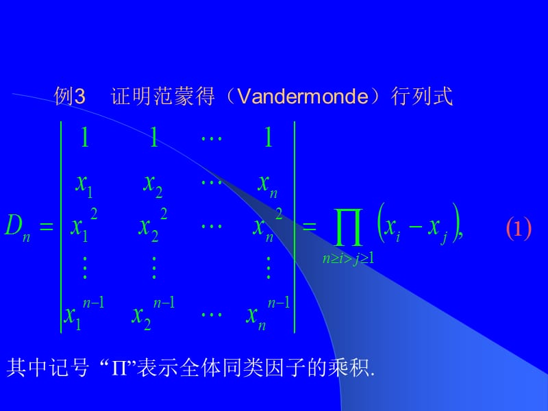 例证明范蒙得Vandermonde行列式.PPT_第1页