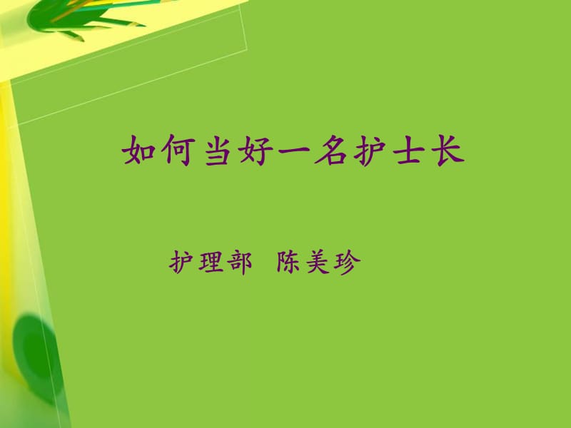 如何当好一名护士长.ppt_第1页