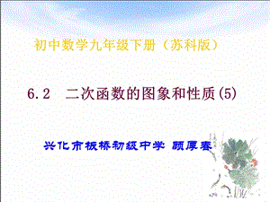 62二次函数的图象和性质5江苏省兴化市板桥初级中学顾厚春.ppt