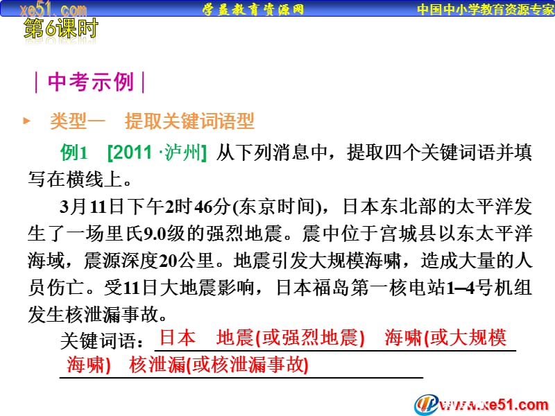 海南省2012版中考一轮复习语文精品课件含2011中考真题第6课时信息提取与概括17.ppt_第2页