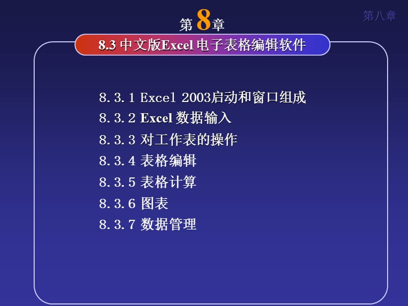 第8章Excel2003-表格处理-0910.ppt_第1页