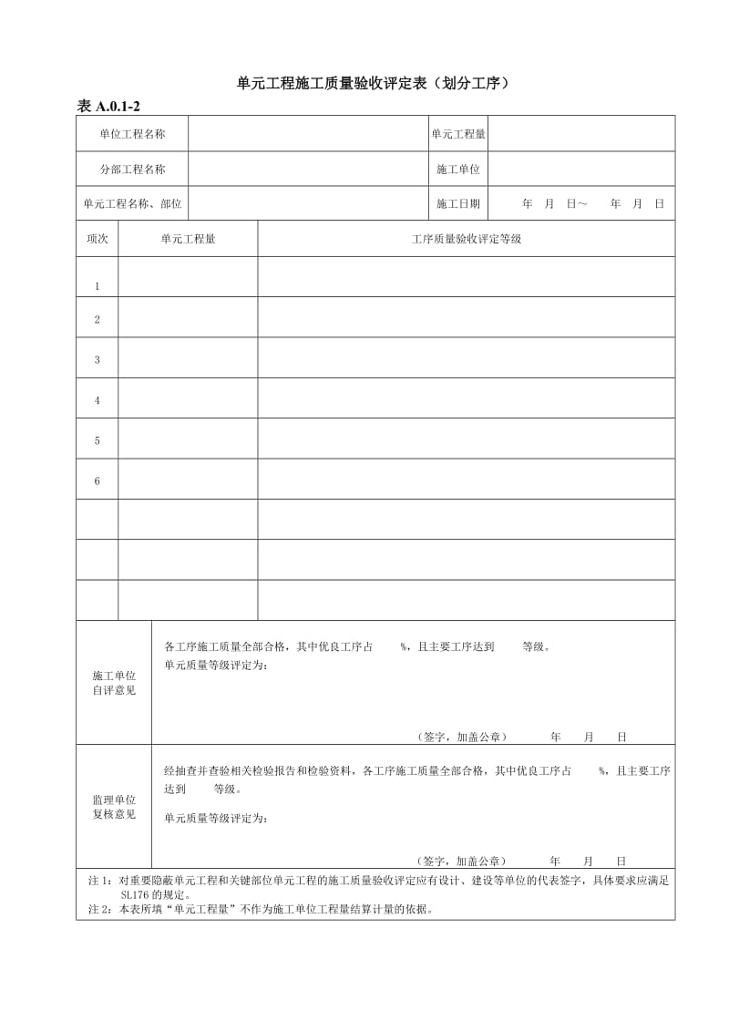 水利水电工程施工质量验收评定表样表.doc_第3页