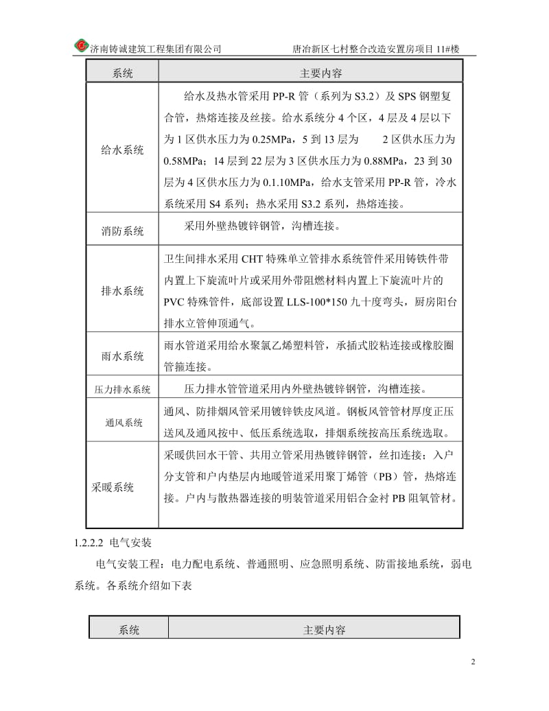 唐冶新区旧村整合7#楼安装施工组织设计.doc_第3页