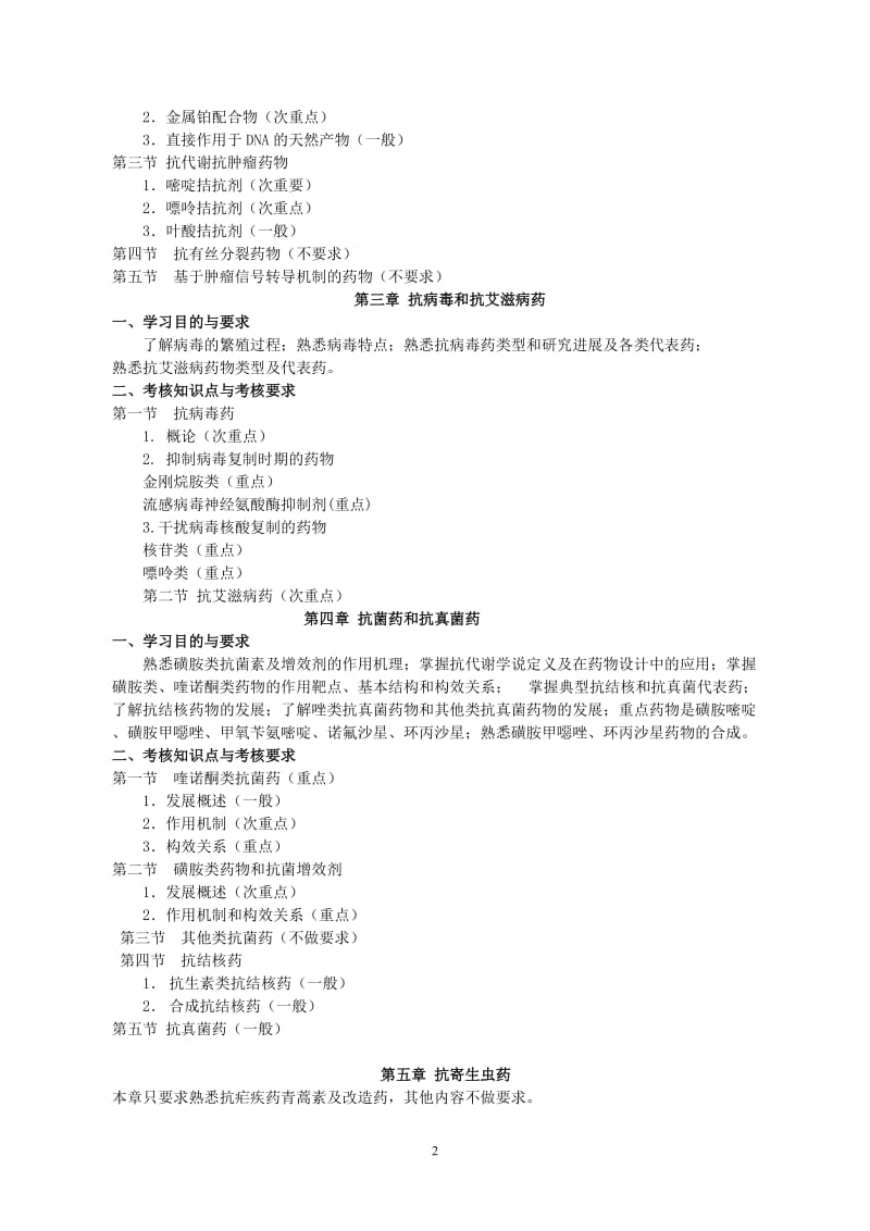 河北2013年自考药物化学一07957考试大纲.doc_第2页