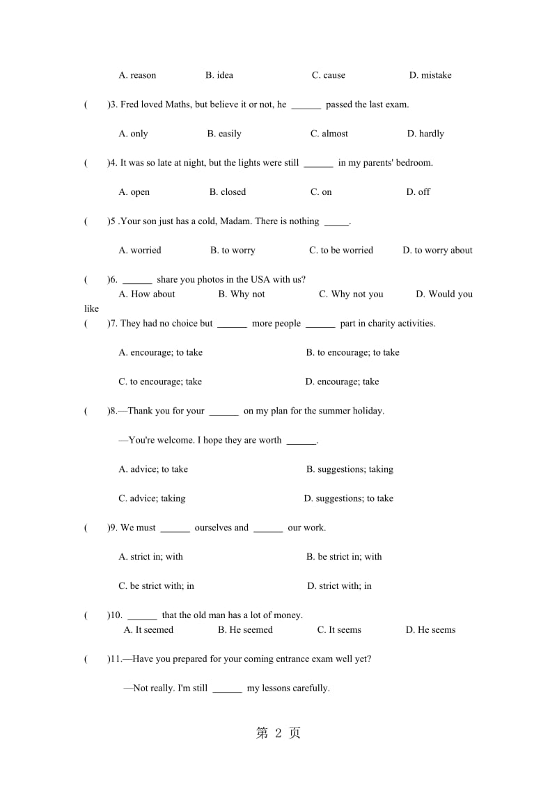 英语总复习练习（9A Unit3）.doc_第2页