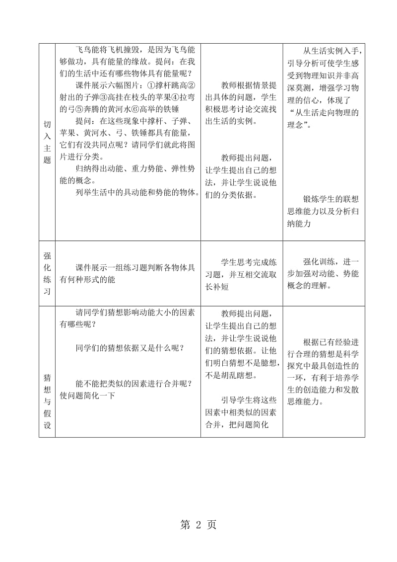 人教版八年级物理下册 动能和势能 教学设计.doc_第2页