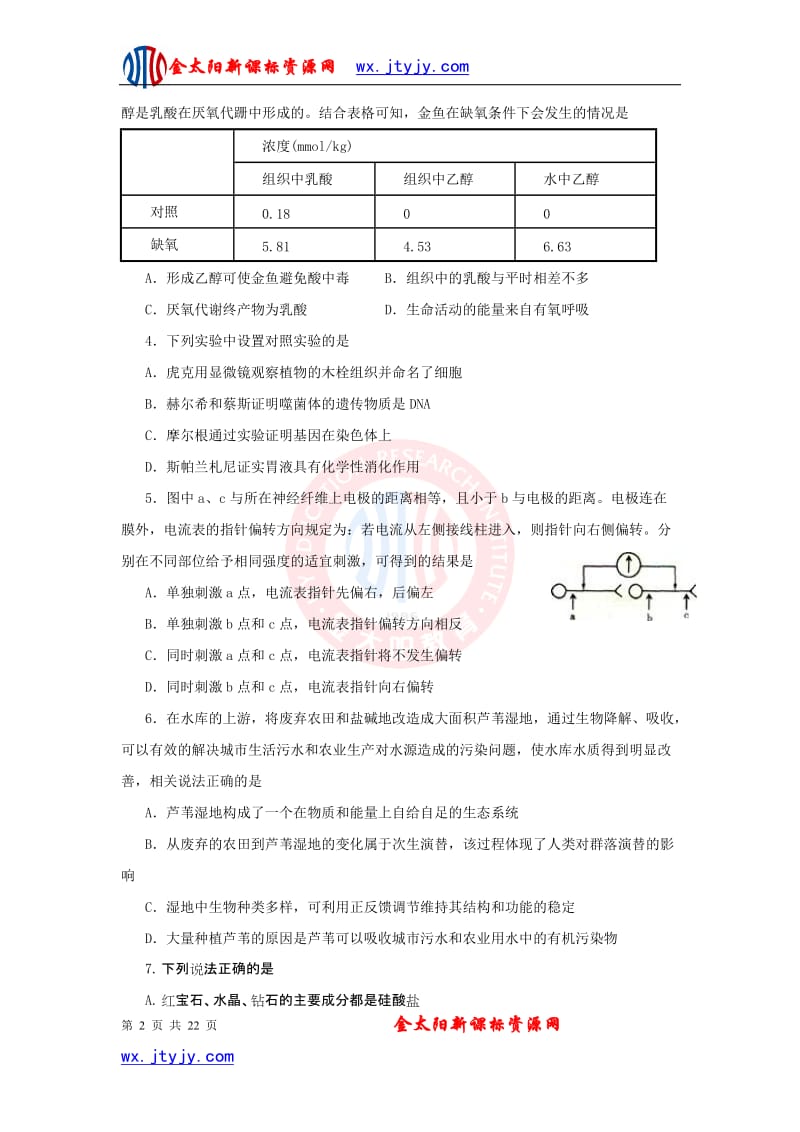 辽宁省实验中学,东北师大附中,哈师大附中2013年高三第一次联合模拟考试理科综合能力测试.doc_第2页