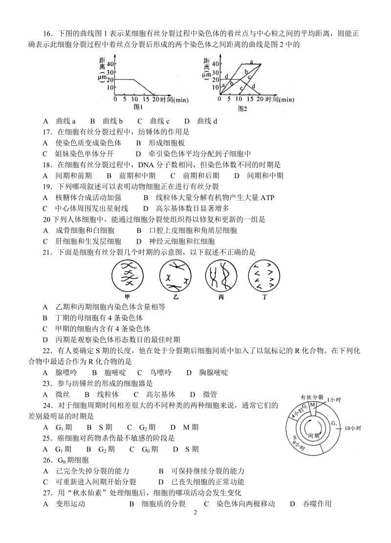 高中生物试题有丝分裂1.doc_第2页