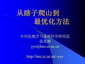 袁亚湘研究员学术报告之瞎子爬山与最优化方法.ppt