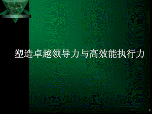 塑造卓越领导力与高效能执行力.ppt