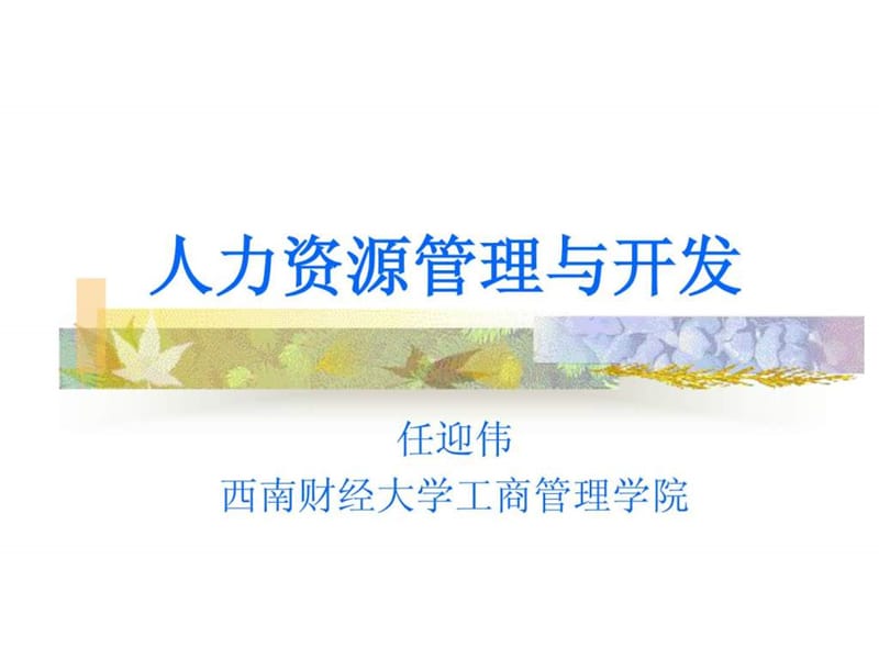 人力资源管理与开发A(西南财经大学,任迎伟).ppt_第1页