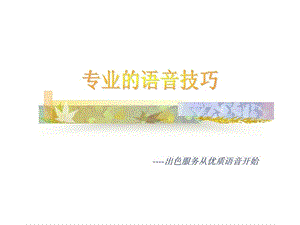 专业的语音技巧——出色服务从优质语音开始.ppt