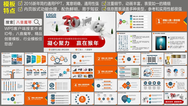 2016年猴年新年团队合作共赢通用ppt.ppt_第2页