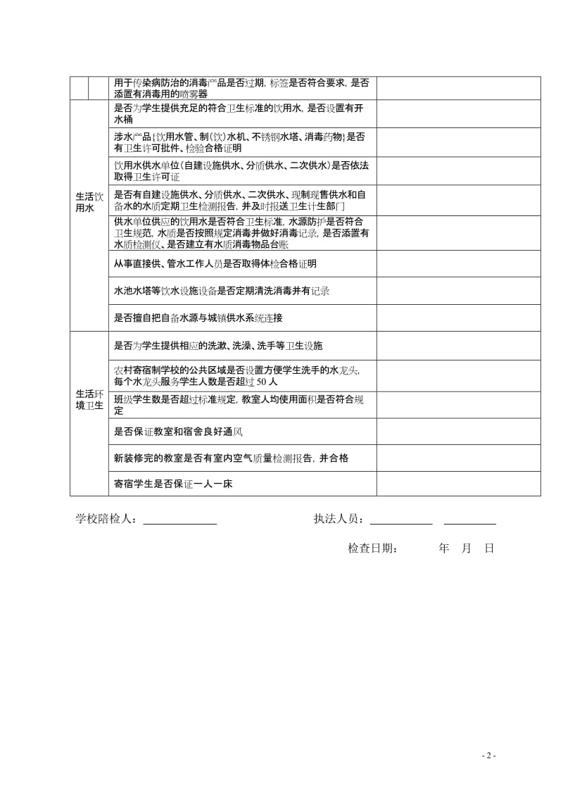 学校幼儿园传染病防控卫生监督专项检查表.doc_第2页