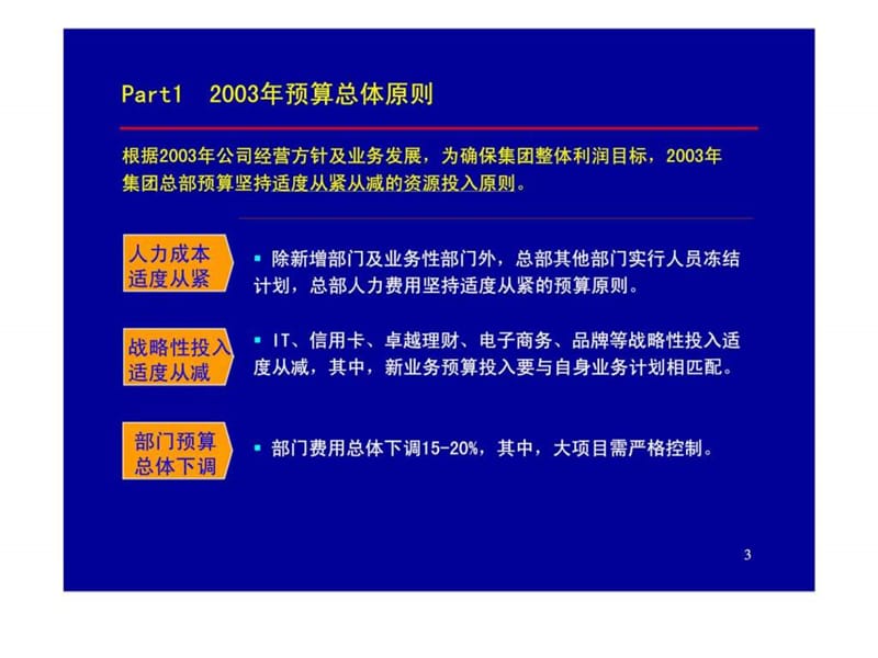 中国平安保险公司-从全局出发，贯彻适当从紧预算政策--2003年集团总部预算纲要.ppt_第3页