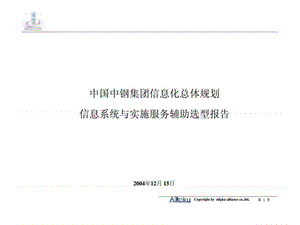 中国中钢集团信息化总体规划信息系统与实施服务辅助选型报告.ppt