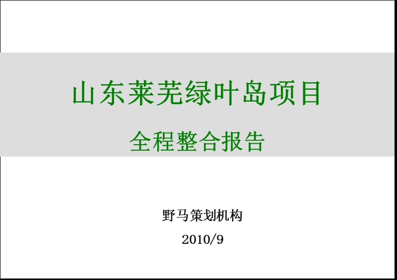 山东莱芜绿叶岛项目全程整合报告 2010-103页.ppt_第1页