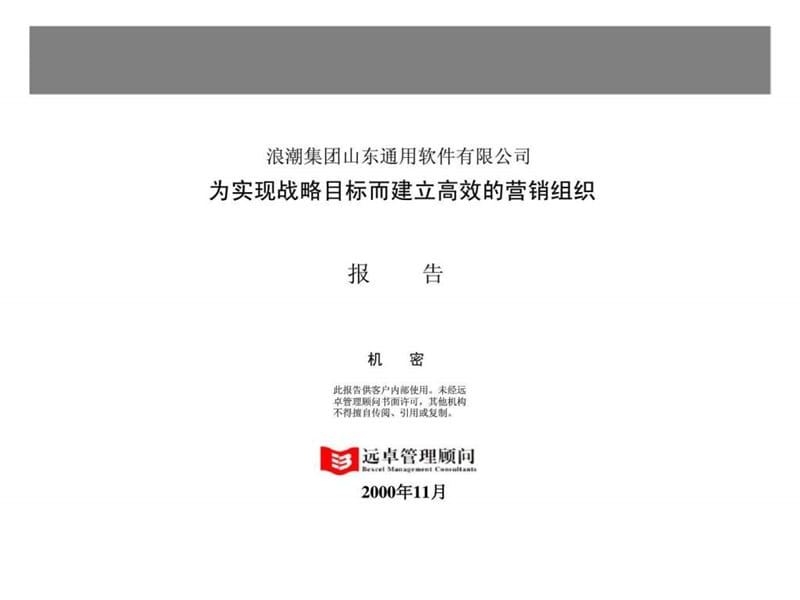 浪潮集团山东通用软件有限公司为实现战略目标而建立高效的营销组织报告.ppt_第1页