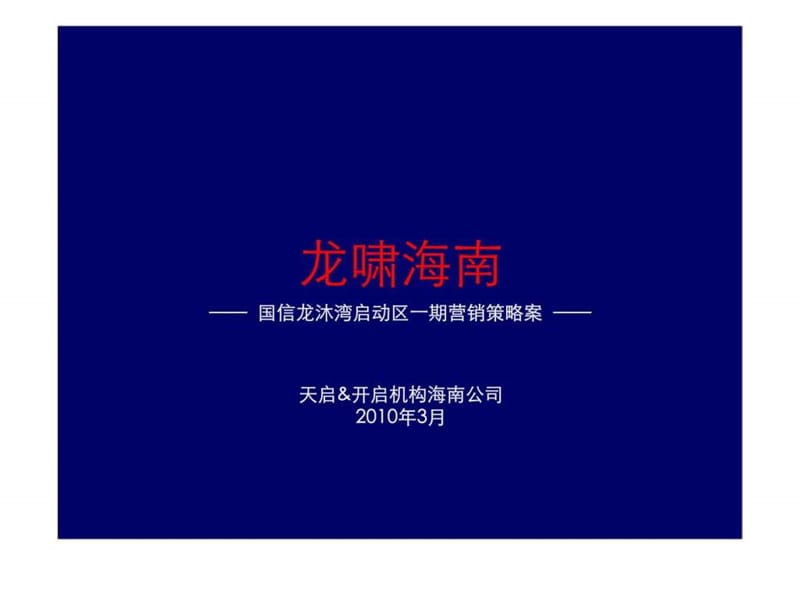 天启开启2010海南国信龙沐湾营销策略案.ppt_第1页