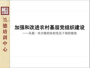 干部培训 如何做一名合格地农村党员干部.ppt