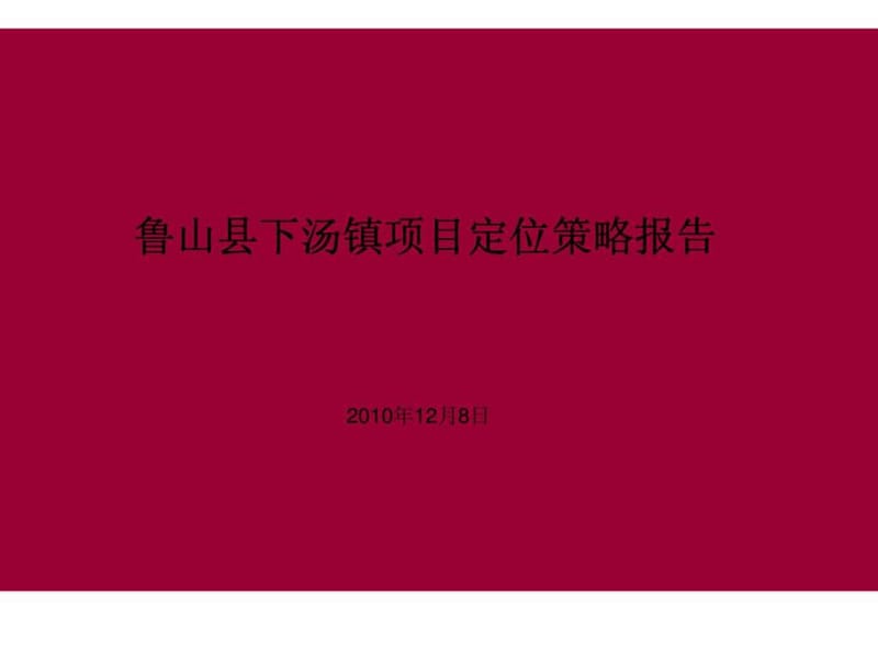 鲁山县下汤镇项目定位策略报告.ppt_第1页