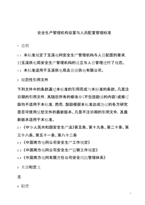 电网公司供电局安全生产管理机构设置与人员配置管理标准.doc