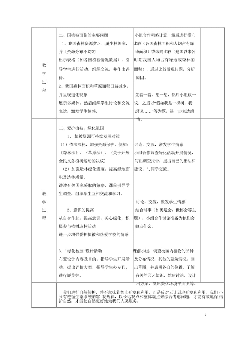 七年级生物上册3.6爱护植被绿化祖国教案新版新人教版20170811269.wps_第3页