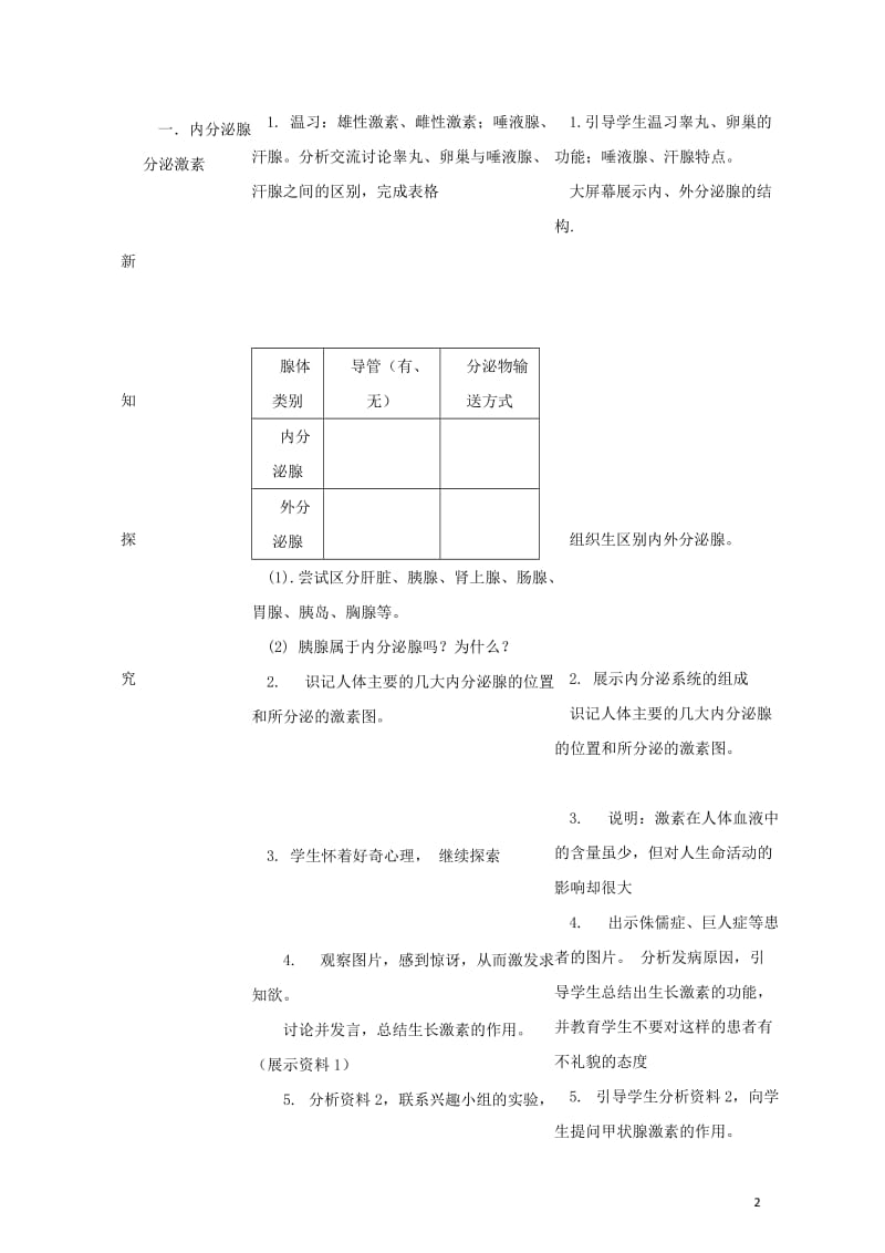 七年级生物下册4.6.4激素调节教案2新版新人教版201708112115.doc_第2页