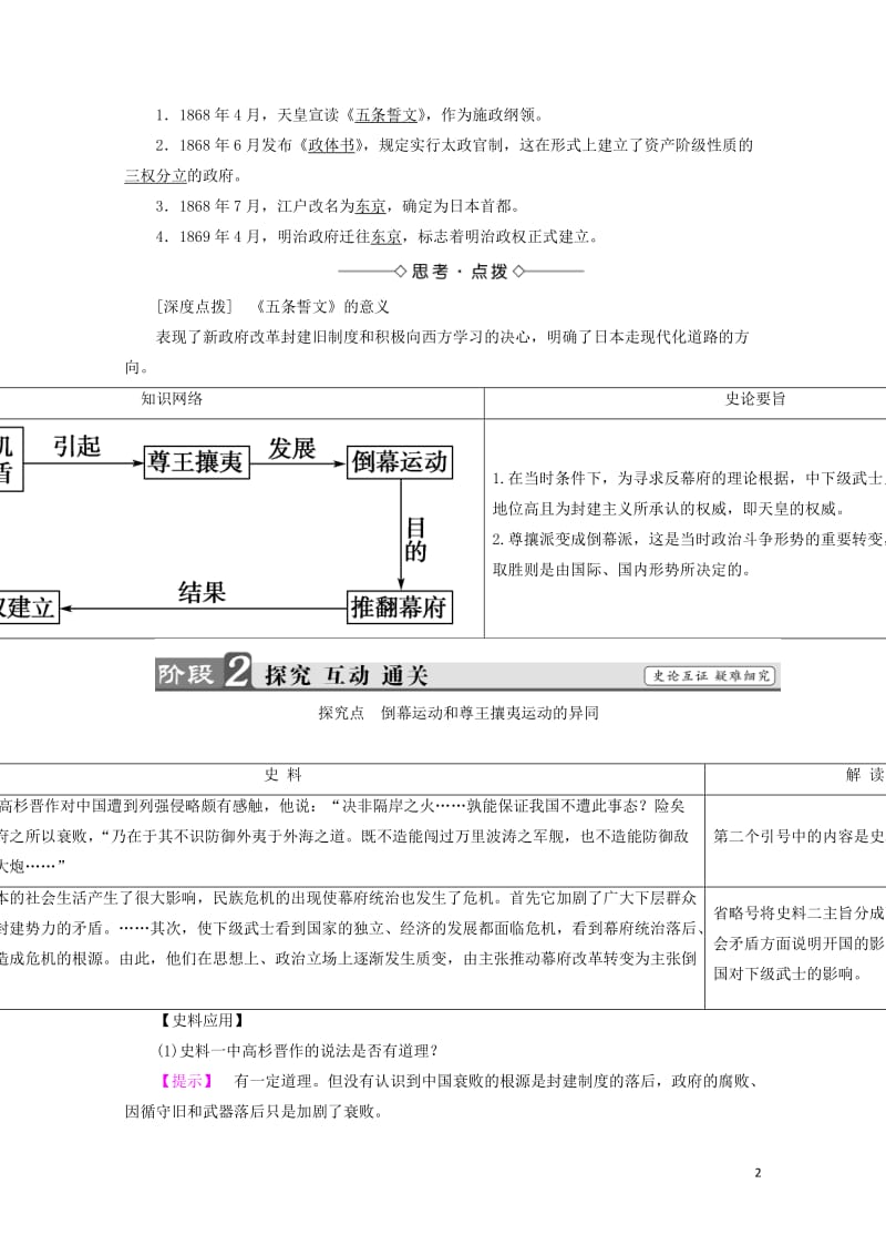 2017_2018学年高中历史第八章日本明治维新2明治政权的建立学案含解析北师大版选修1201708.doc_第2页