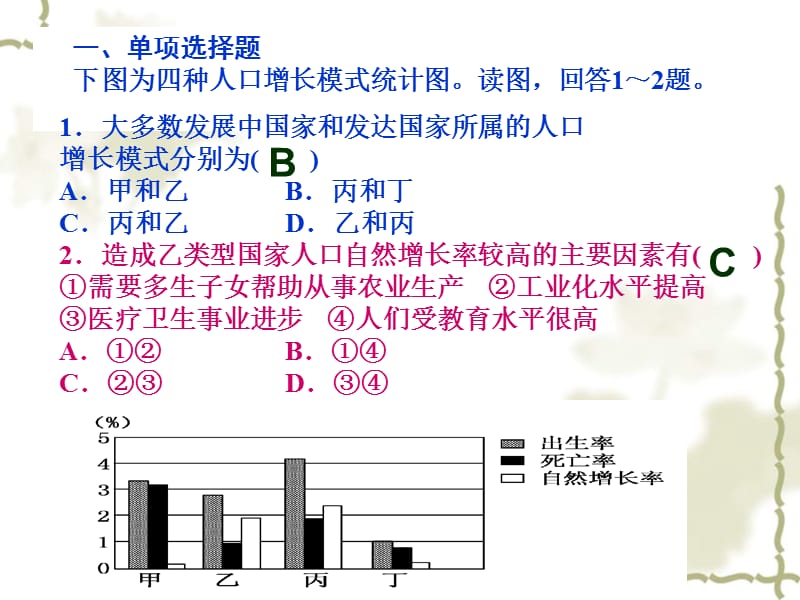 人口增长的模式及地区分布中图版.ppt_第1页