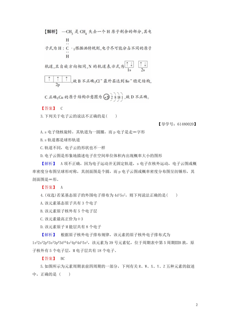 2017_2018年高中化学专题1揭示物质结构的奥秘综合测评苏教版选修320170804364.doc_第2页