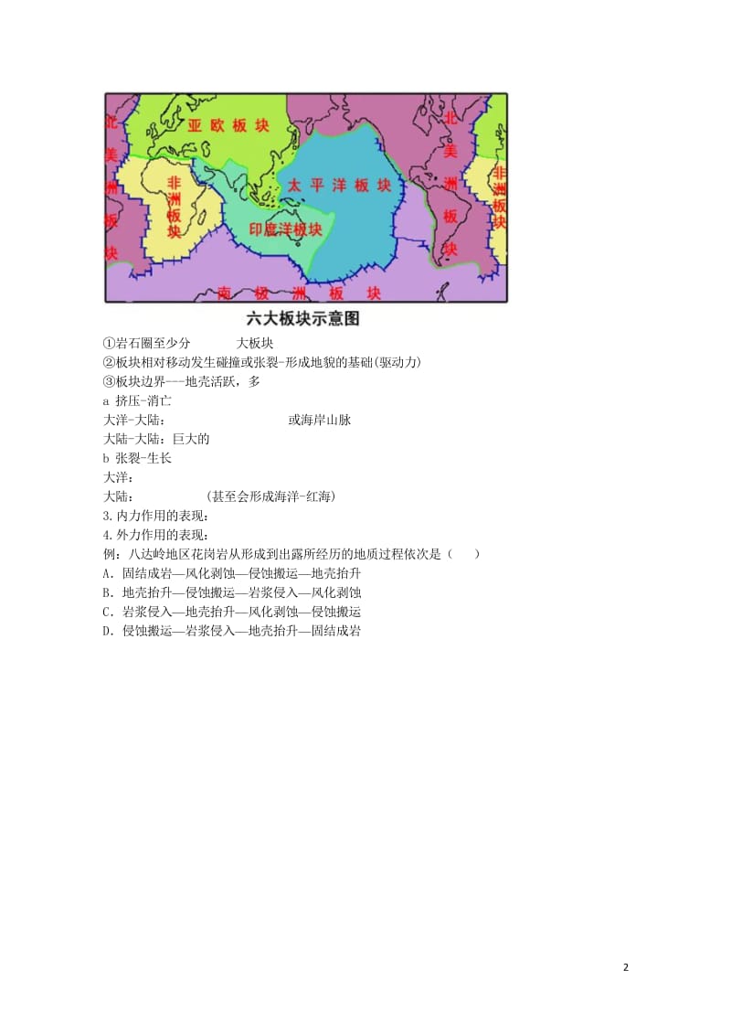 北京市高考地理专题总复习营造地表形态的力量学案无答案新人教版20170812212.wps_第2页