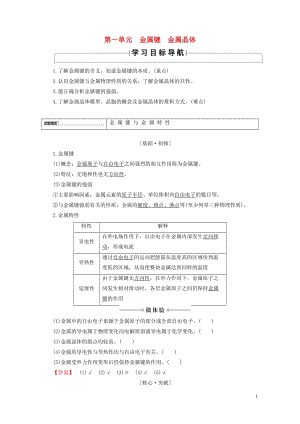 2017_2018年高中化学专题3微粒间作用力与物质性质第1单元金属键金属晶体学案苏教版选修3201.doc