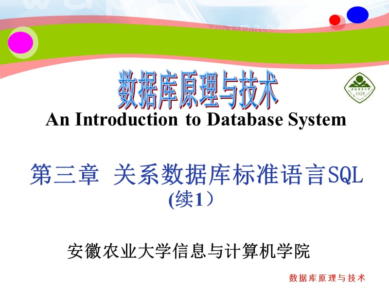 数据库原理与技术安徽农业大学信息与计算机学院ppt课件.ppt_第1页