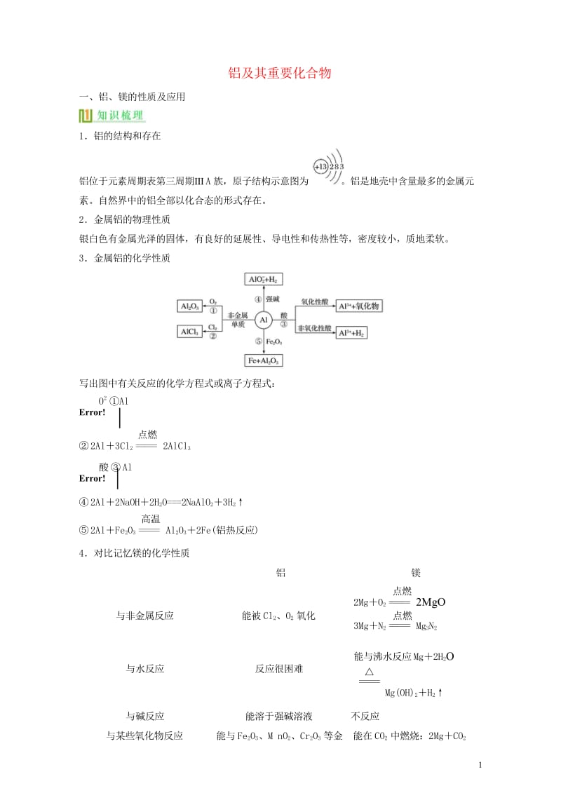 高考化学铝及其化合物复习讲义新人教版必修120170808148.wps_第1页