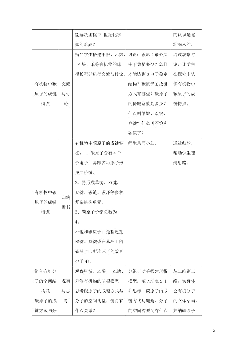 安徽省望江县高中化学第一章认识有机化合物1.2有机化合物的结构特点第1课时教案新人教版选修52017.doc_第2页