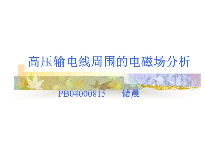 高压输电线周围电磁场分析.ppt_第1页