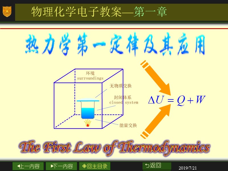 南大物化PPT01章热力学第一定律及其应用.ppt_第1页