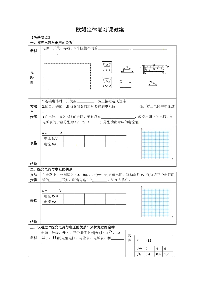 2019年欧姆定律复习课教案精品教育.doc_第1页