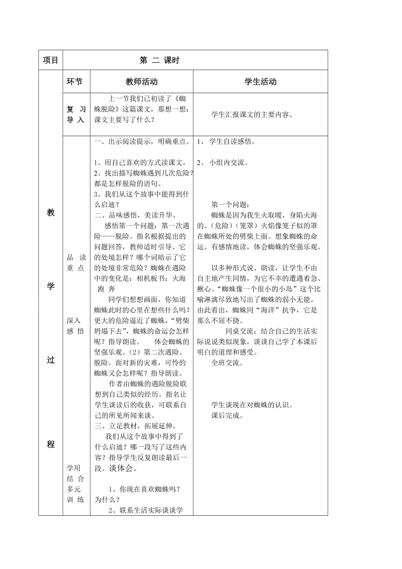 2019年小学语文五上《第27课蜘蛛脱险》精品教育.doc_第3页